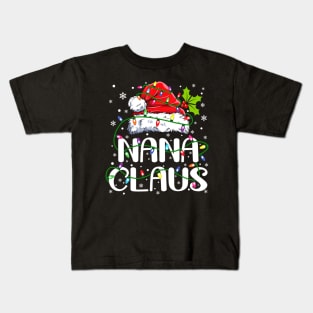 Nana Claus Christmas Lights Pajama Family Matching Kids T-Shirt